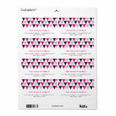 Nieuwjaar roze geometrische driehoeksfeestdag etiket (Full Sheet)