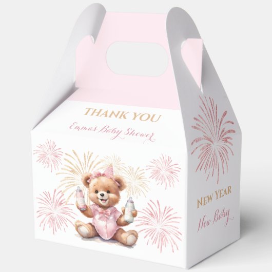 Nieuwjaar Roze Meisje Baby shower Grote Tafel Bedankdoosjes (Achterkant)