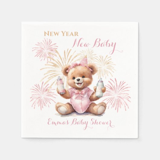 Nieuwjaar Roze Meisje Baby shower Servetten (Voorkant)