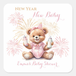 Nieuwjaar Roze Meisje Baby shower Sticker