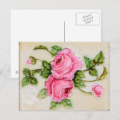  Nieuwjaar Roze Rozen Beste Wens Groeten Briefkaart (Voorkant / Achterkant)