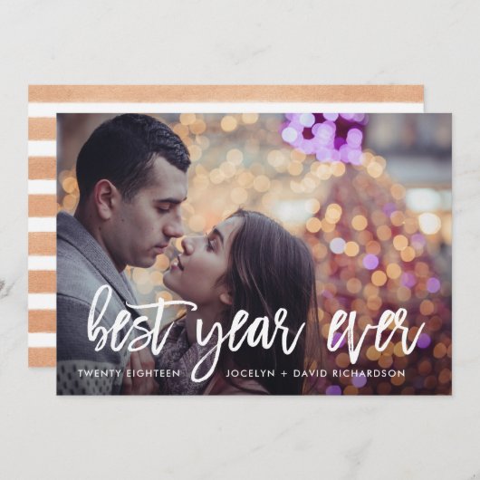 Nieuwjaar script | Foto beste jaar ooit Feestdagenkaart (Voorkant / Achterkant)