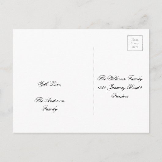 Nieuwjaar: sla de datum zwart-wit op aankondigingskaart (Achterkant)