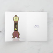 Nieuwjaar slaapstand/Waking Grandfather Clock Kaart (Binnen)