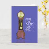 Nieuwjaar slaapstand/Waking Grandfather Clock Kaart (Gele Bloem)