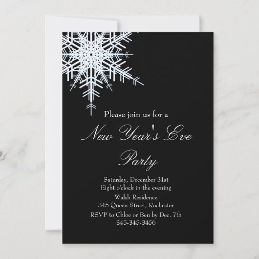 Nieuwjaar: Snowy White Invitation Kaart (Voorkant)
