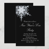 Nieuwjaar: Snowy White Invitation Kaart (Voorkant / Achterkant)