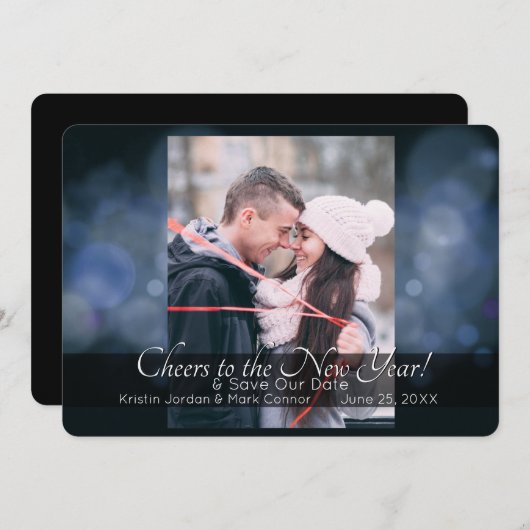 Nieuwjaar Sparkle Sla de datum op Kaart (Voorkant / Achterkant)