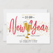 Nieuwjaar Sparkling Champagne Gold Confetti Kaart (Voorkant)