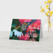 Nieuwjaar ter nagedachtenis vlinder kaart (Gele Bloem)