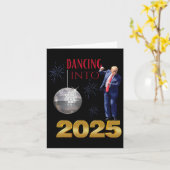 Nieuwjaar Trump Dansen 2025 Mega Grappig Feest Aft Kaart (Gele Bloem)