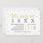 Nieuwjaar van Black & Gold Confetti Kaart (Voorkant)