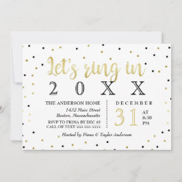 Nieuwjaar van Black & Gold Confetti Kaart