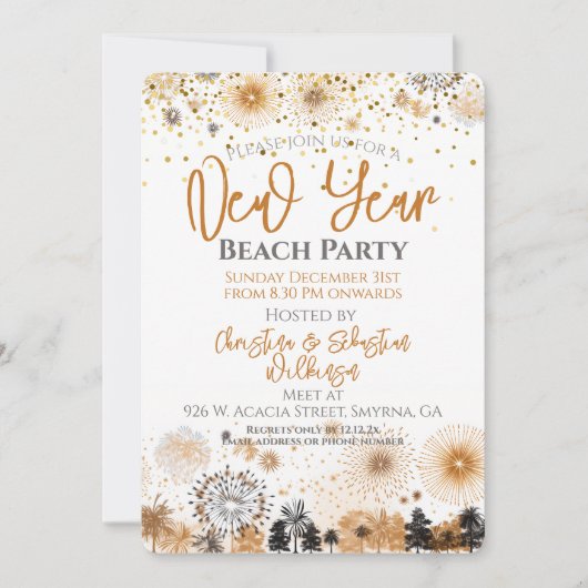 Nieuwjaar van de Beach Party Kaart (Voorkant)