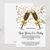Nieuwjaar van de Champagne Glasses en Gold Confett Kaart (Voorkant / Achterkant)