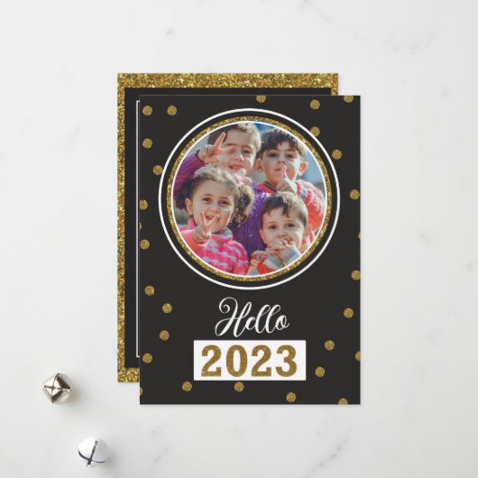 Nieuwjaar van de feestdag feestdagenkaart (Voorkant / Achterkant in situ)