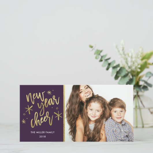 Nieuwjaar van de goudkoortsfeestdag - Fotokaart Feestdagenkaart (Staand voorkant)