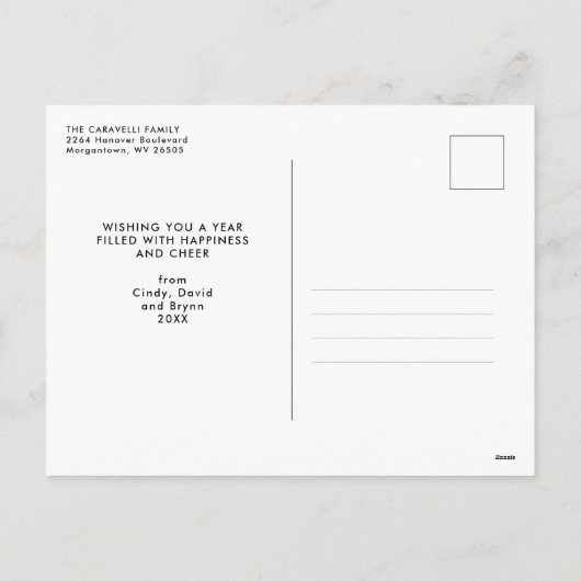 Nieuwjaar van de moderne borstelettering feestdagenkaart (Achterkant)