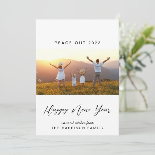 Nieuwjaar van de Vrede uit 2022 Foto's Minimale Mo Feestdagenkaart (Staand voorkant)