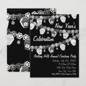 Nieuwjaar van de Zwarte+Witte Lantaarns Kaart (Voorkant / Achterkant)