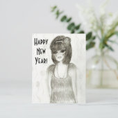 Nieuwjaar van Flapper Girl Kaart (Staand voorkant)