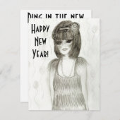 Nieuwjaar van Flapper Girl Kaart (Voorkant / Achterkant)