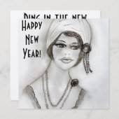 nieuwjaar van het meisje van de zadelaar kaart (Voorkant / Achterkant)