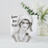 nieuwjaar van het meisje van de zadelaar kaart (Staand voorkant)