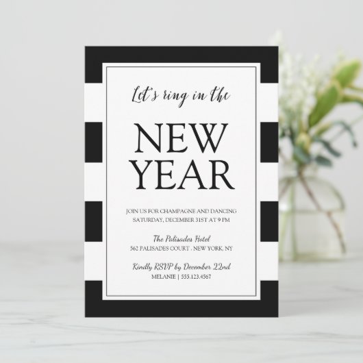 Nieuwjaar van het moderne zwart-wit kaart (Staand voorkant)