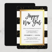 Nieuwjaar van het moderne zwarte wit en goud kaart (Voorkant / Achterkant)