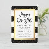 Nieuwjaar van het moderne zwarte wit en goud kaart (Staand voorkant)