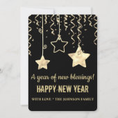 Nieuwjaar van modern zwart-wit en goud feestdagenkaart (Voorkant)