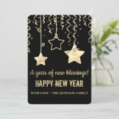 Nieuwjaar van modern zwart-wit en goud feestdagenkaart (Staand voorkant)