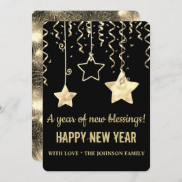 Nieuwjaar van modern zwart-wit en goud feestdagenkaart