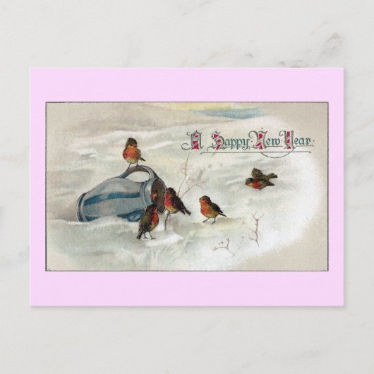 Nieuwjaar van Robins en Pitcher Feestdagenkaart (Voorkant)