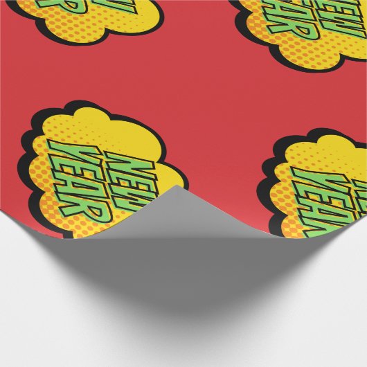Nieuwjaar van stripstijl Retro Cadeaupapier (Hoek)