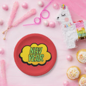 Nieuwjaar van stripstijl Retro Papieren Bordje (Feest)