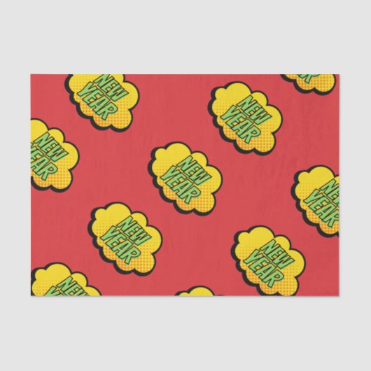 Nieuwjaar van stripstijl Retro Tissuepapier (Voorkant)