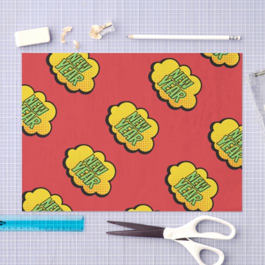 Nieuwjaar van stripstijl Retro Tissuepapier (Craft)