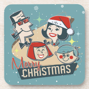 Nieuwjaar van vrolijk kerstfeest in de familie Ret Bier Onderzetter