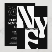 Nieuwjaar van zwart-witminimalistische eenvoudige  kaart (Voorkant / Achterkant)