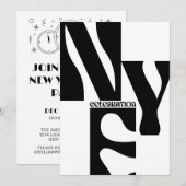 Nieuwjaar van zwart-witminimalistische eenvoudige  kaart (Voorkant / Achterkant)