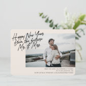 Nieuwjaar Verloving Save the Date Creme Feestdagenkaart (Staand voorkant)