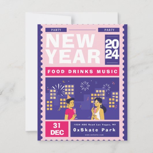 Nieuwjaar vieren in stijl kaart (Voorkant)