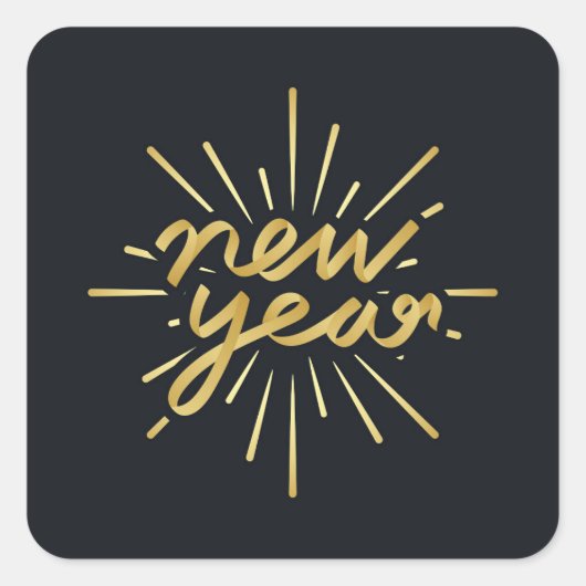 Nieuwjaar Vierkante Sticker (Voorkant)
