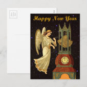 nieuwjaar vintage engel feestdagenkaart (Voorkant / Achterkant)