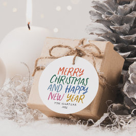 Nieuwjaar vrolijk kleurrijk kerstfeest bedankjes labels