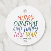 Nieuwjaar vrolijk kleurrijk kerstfeest bedankjes labels (Voorkant)