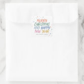 Nieuwjaar vrolijk kleurrijk kerstfeest vierkante sticker (Tas)