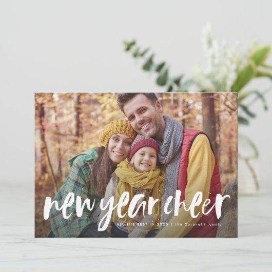 Nieuwjaar vrolijk speeltje moderne fotokaart (Staand voorkant)